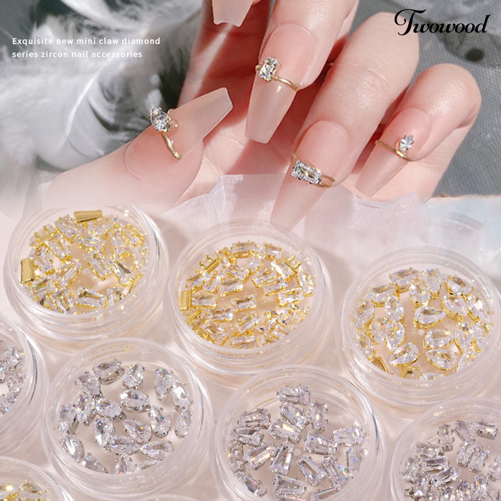 20 Pcs / Box Ornamen Perhiasan Kuku Aksen Berlian Imitasi Bahan Cubic Zirconia Untuk Wanita