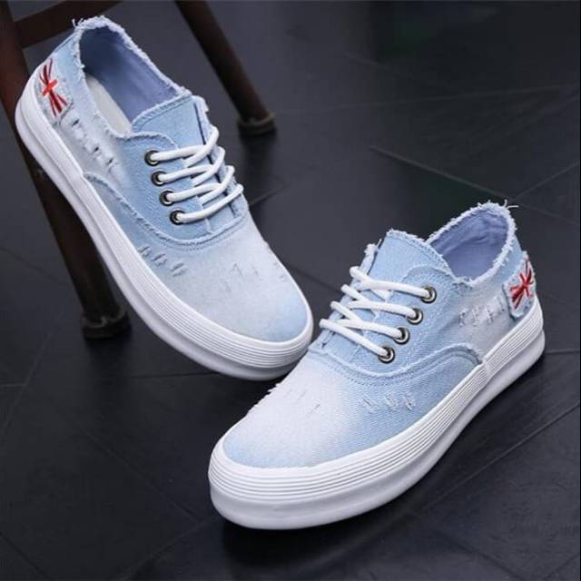 Sepatu Bendera Biru Muda Sepatu Anak Muda Wanita Sepatu Wanita Motif Bendera