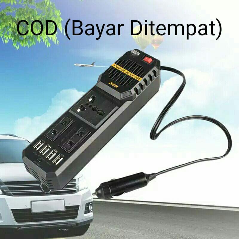 CAR POWER INVERTER ADAPTOR CHARGER MOBIL DC TO AC 200W 12V ORIGINAL