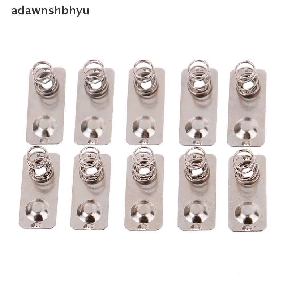 Adawnshbhyu 10pcs/21x9mm Baterai Logam Pengganti Plat Kontak Pegas slot Perak