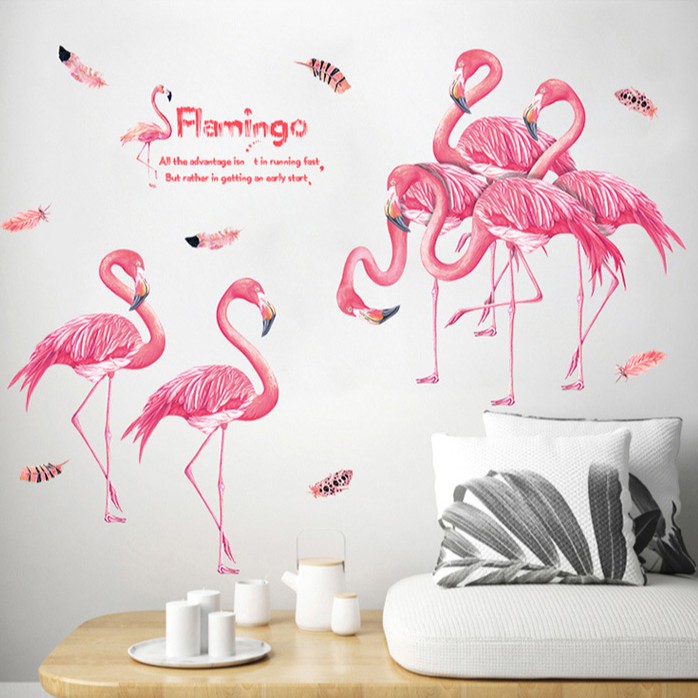 Reliza Wall Sticker Pink Flamingo Stiker Dinding ZY295E