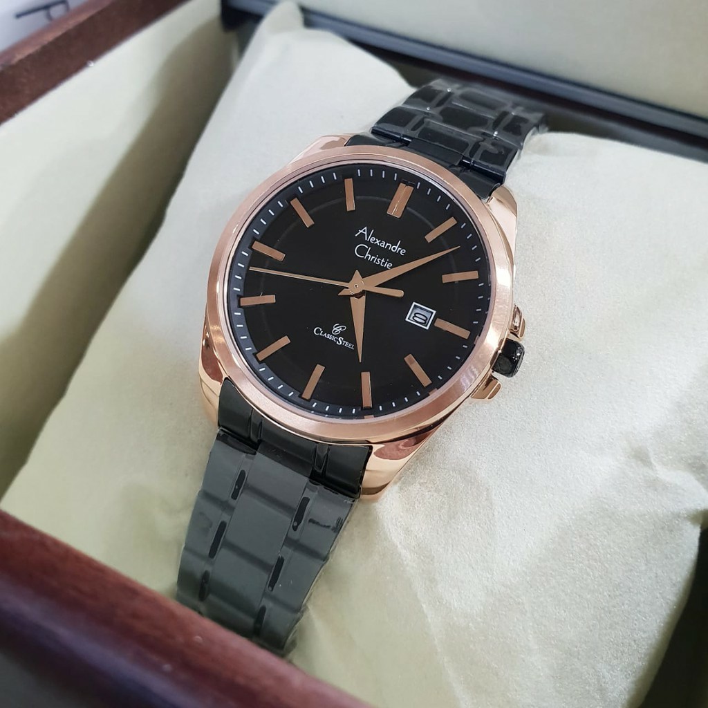 AC alexandre Christie  AC 8404  wanita original stainless steel hitam rose gold