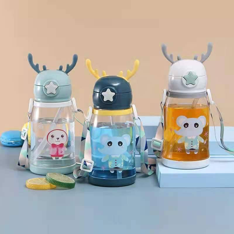 Botol Minum Anak Motif Tanduk Rusa Tali Besar 600 ml BPA Free