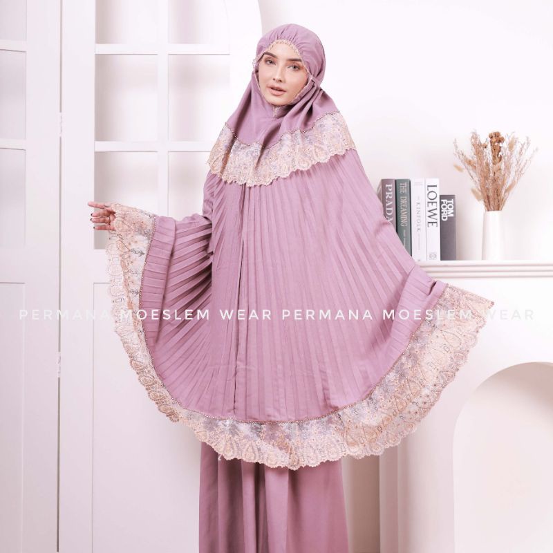 Mukena Dewasa Plisket Renda Bordir Swarovski/Mukena Adem Terbaru 2022/Mukena mewah