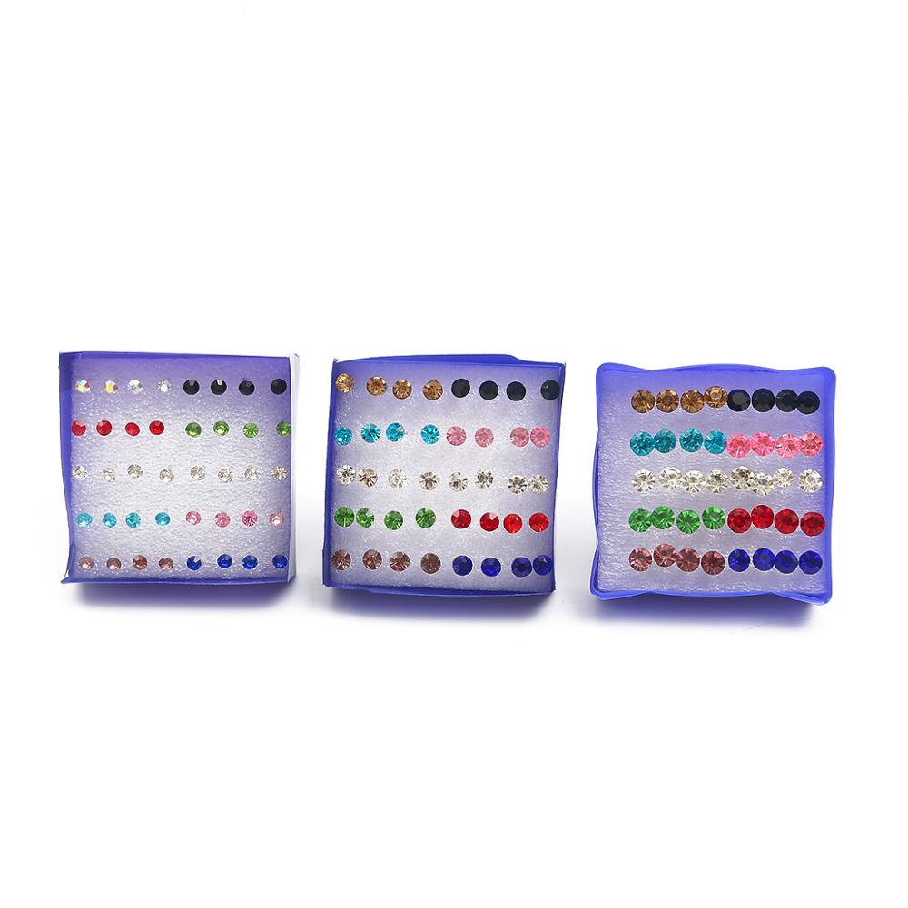 Set Anting Stud Kristal Warna-Warni Bahan Plastik Untuk Wanita