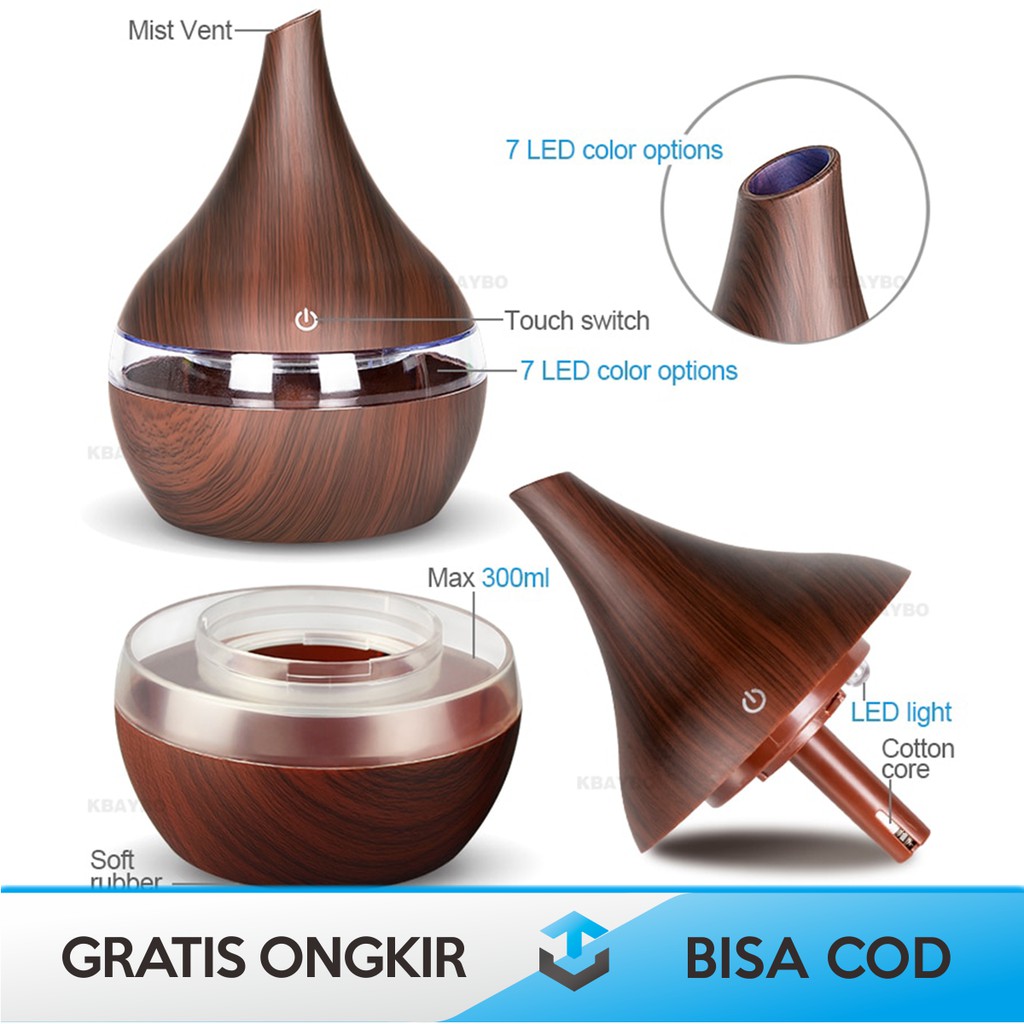 AIR HUMIDIFIER DIFFUSER AROMATHERAPY K-H98 DESIGN KAYU LED RGB LIGHT