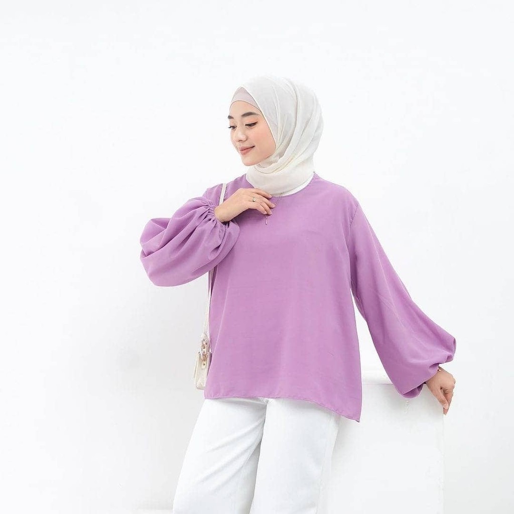 BLOUSE BALON 1KG MUAT 5 PCS //INDY BLOUSE TOP BALON// BAJU LENGAN BALON VIRAL