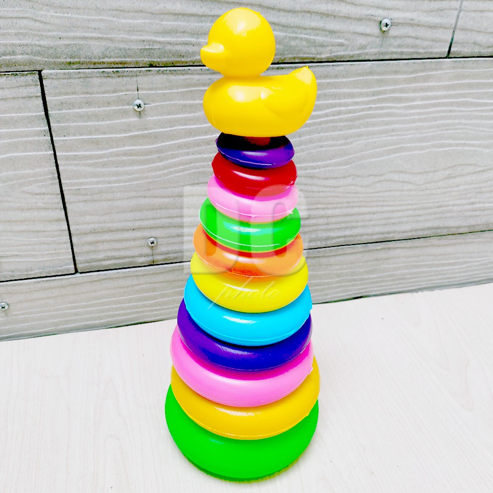 Donat Susun Bebek 10 Ring Mainan Edukasi Puzzle Susun Rainbow