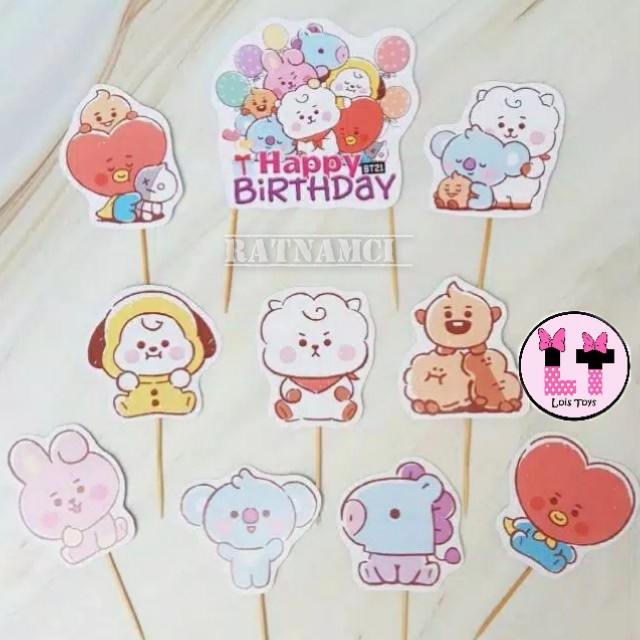 BT21 Baby Cake Birthday Topper 1 set isi 10 pc
