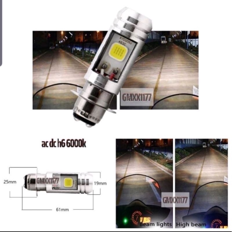 LAMPU AC Dc Lampu LED Utama Depan 2Led Motor Bebek ACDC dan Matic Soket H6 Led 2 Sisi PnP Putih