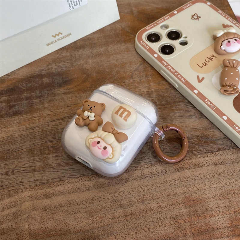 Casing Silikon Motif Teddy Bear Untuk Simpan Earphone Wireless Bluetooth Apple Airpods 1 / 2