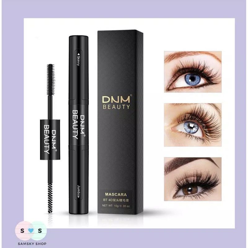 DNM Beauty Mascara Silk 4D Double Head Waterproof - 2 in 1 With Fiber Lebat Panjang dan Lentik