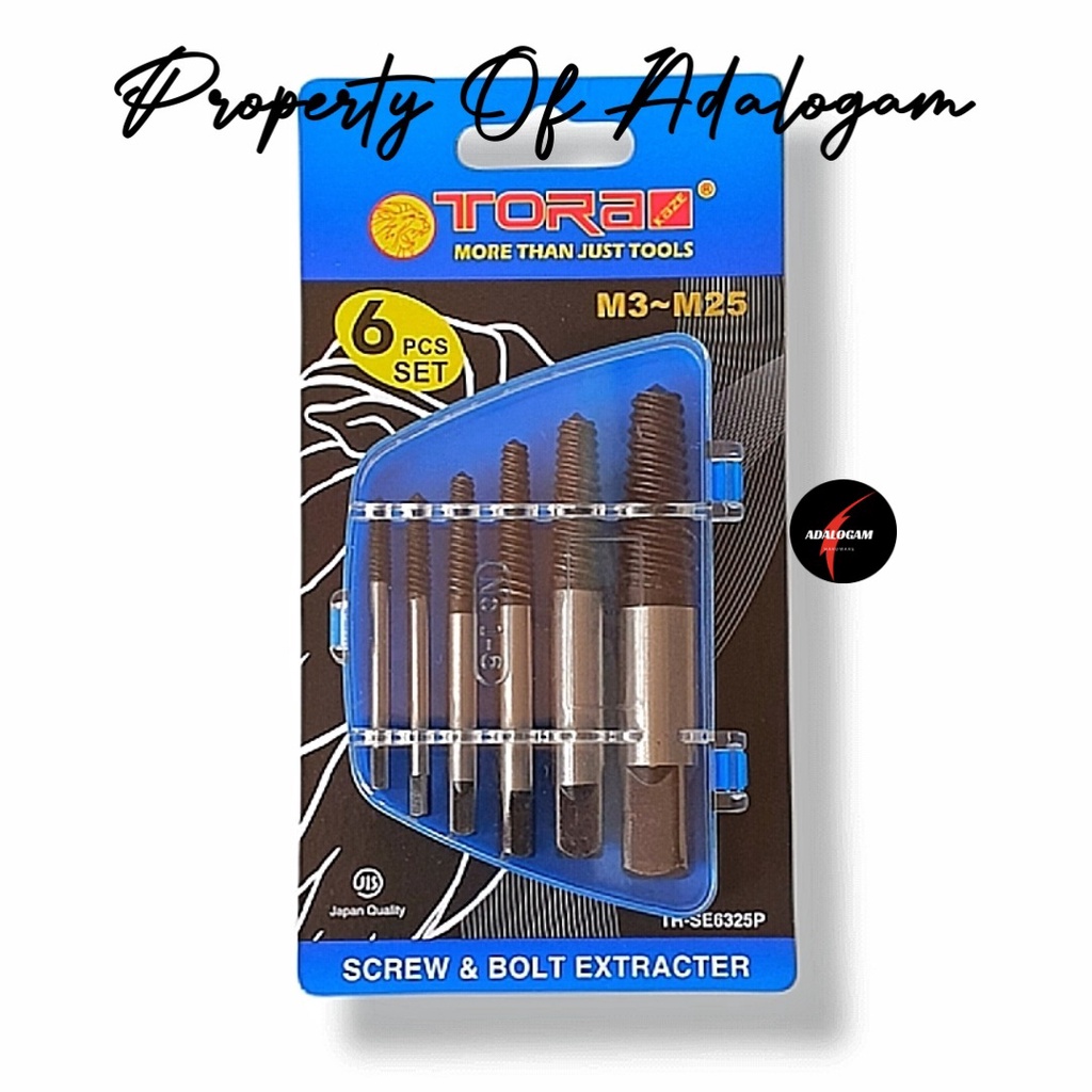 TORA Tap Balik Set 6 Pcs - Screw Extractor Pembuka Baut Rusak