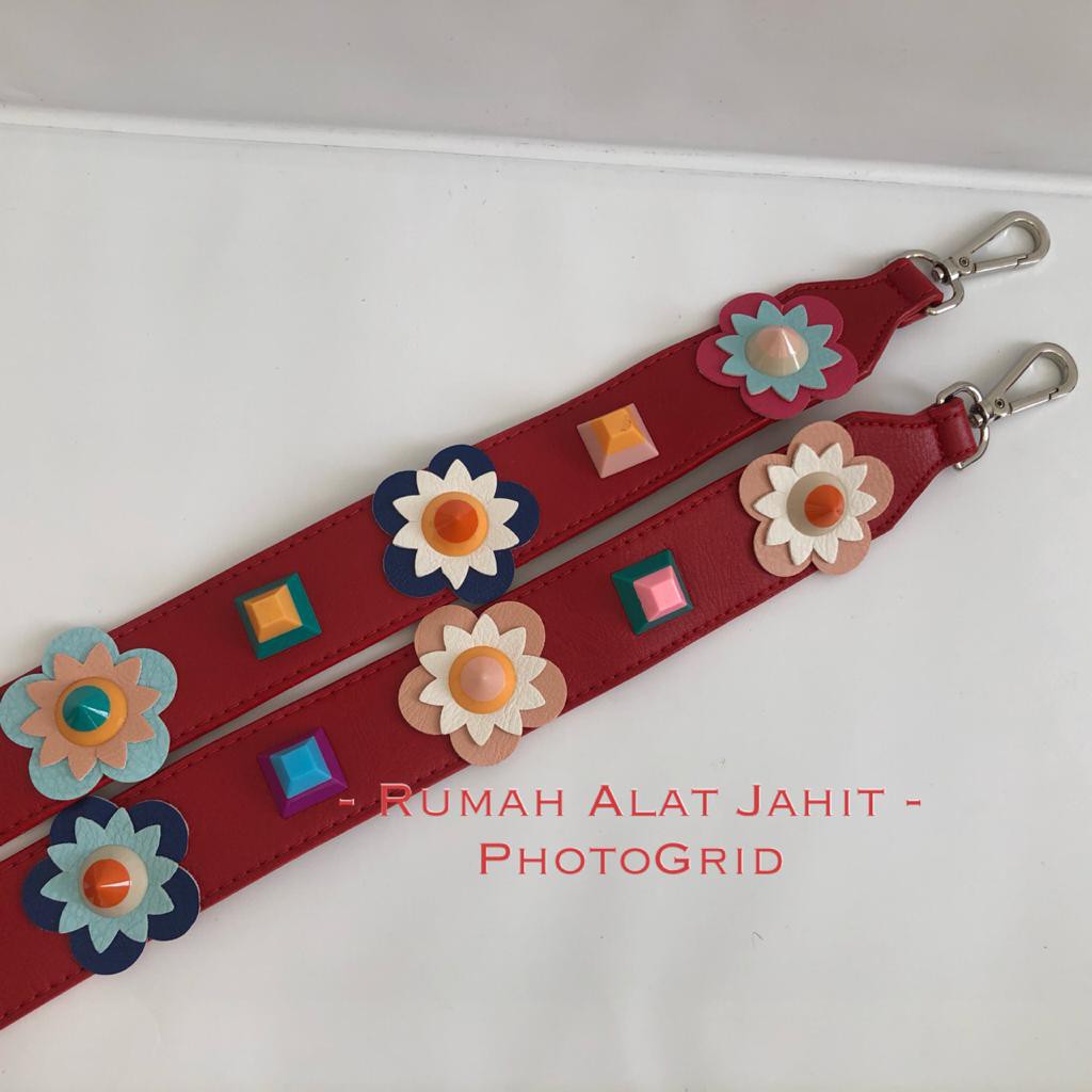 Tali Tas Leather Longstrap Model Flower Candy 01504 - 3 Pilihan Warna