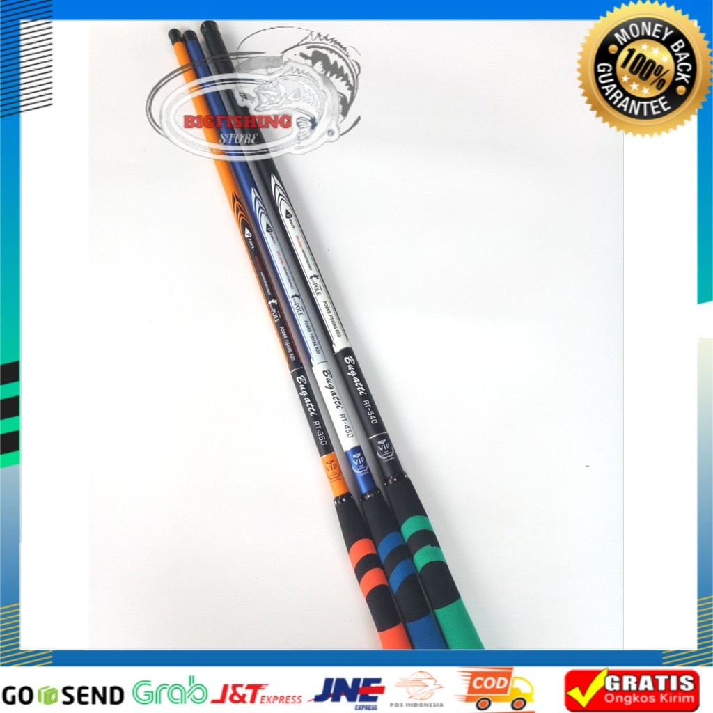 Joran pancing Tegek Bugatti VIP Carbon 360 450 540 Tegek Murah kuat ringan