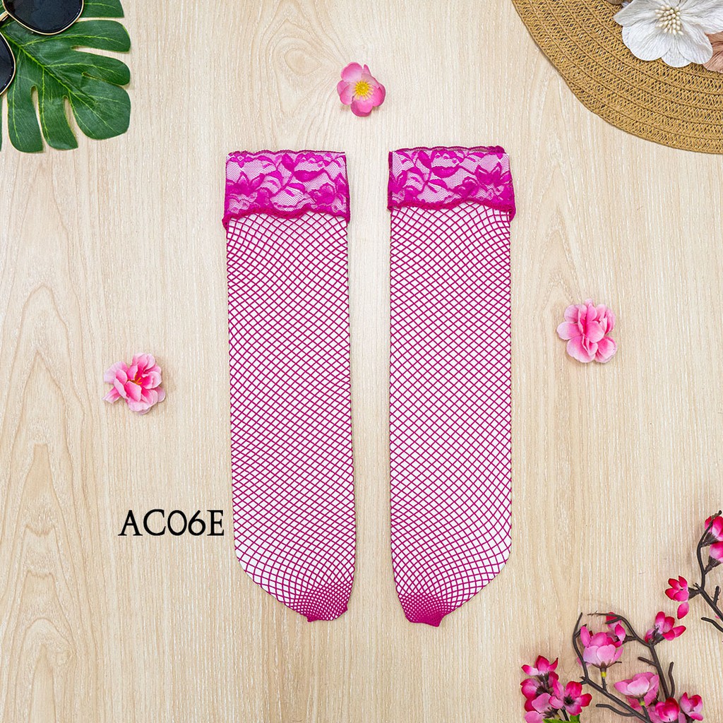 [STOK TERBATAS] LINGERIE STOCKING SEXY STOCKING JARING FUSCHIA AC06E