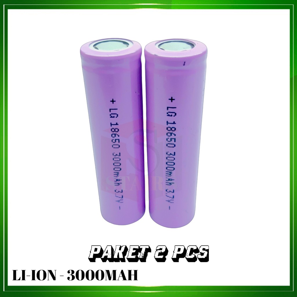 Batre 18650 Untuk Vape Senter Swatt Li-ION 3.7V - 3000mAh Paket 2pcs Warna Pink