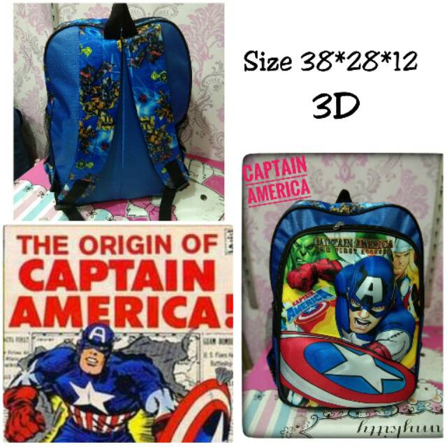 Backpack captain america tas ransel sekolah anak sd tas lokal mewah harga murah