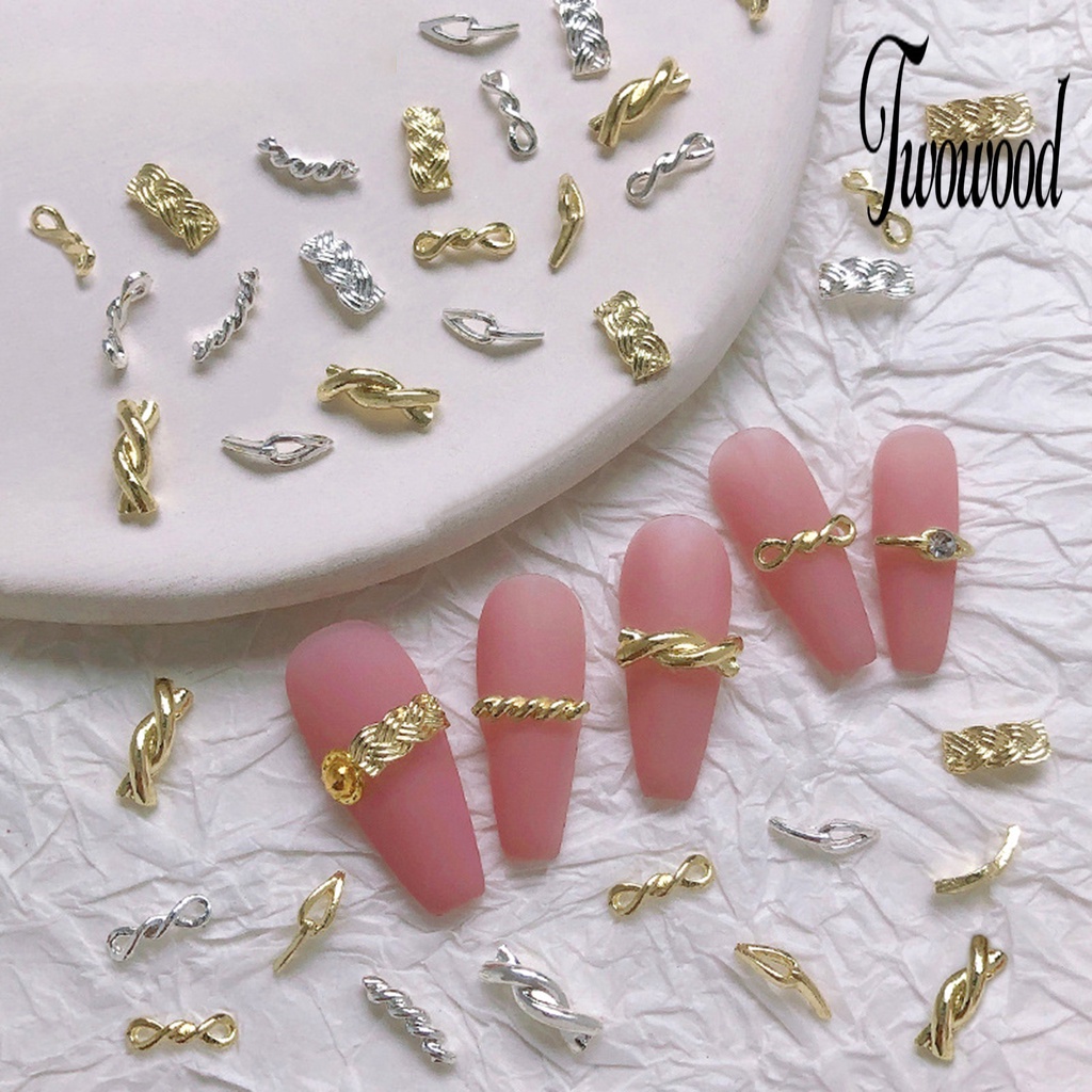 20 Pcs Dekorasi Kuku 3D Bahan Alloy Anti Karat Untuk Manicure