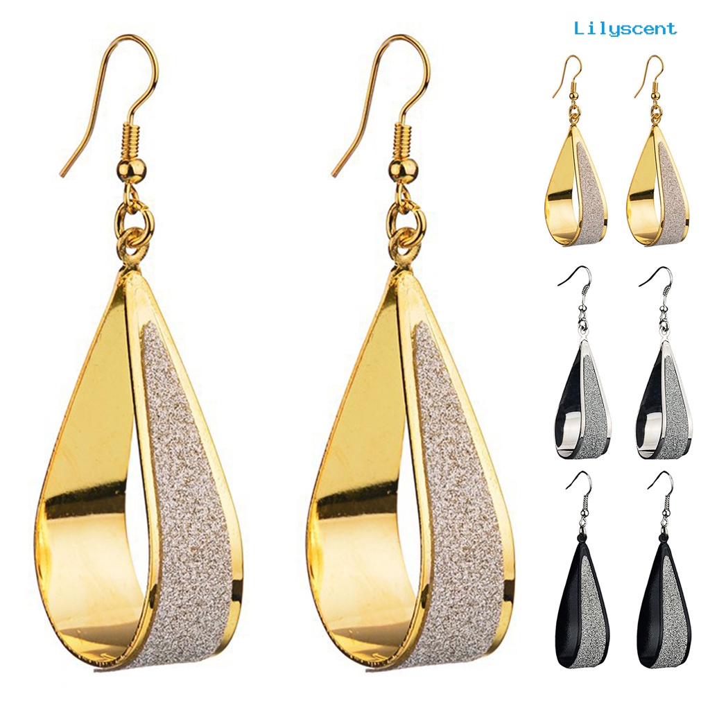 Anting Kait Bentuk Tetesan Air Model Hollow Bahan Alloy Untuk Pesta Pernikahan