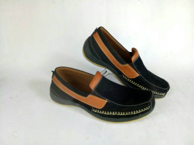 Sepatu kulit asli pria slop slip on terbaru kasual selop branded