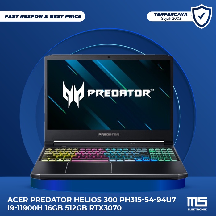 ACER PREDATOR HELIOS 300 PH315-54-94U7 i9-11900H 16GB 512GB RTX3070