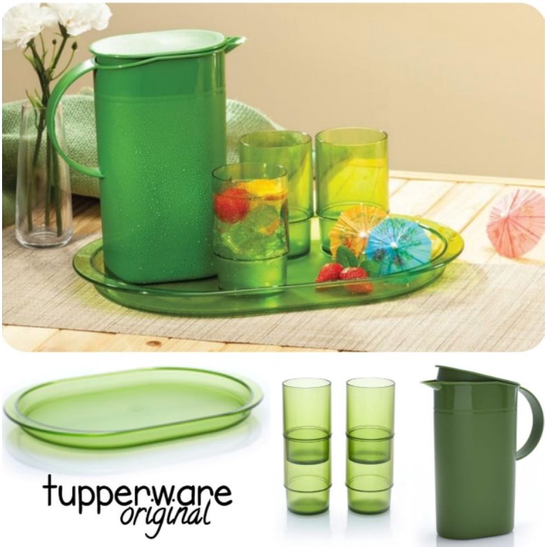 Tupperware Crystal Mewah Gelas Teko Pitcher Tray Nampan Murah Set