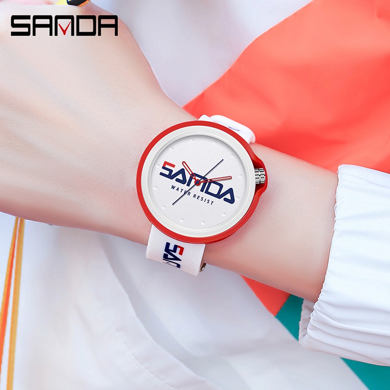 SANDA 3200 Jam Tangan Pria Wanita Analog Tali Silicone Anti Air WATCHKITE WKOS