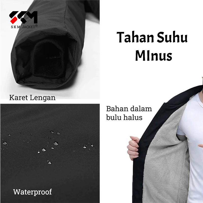 SKM Jaket winter pria / jaket musim dingin panjang / mantel bulu tebal / long coat pria