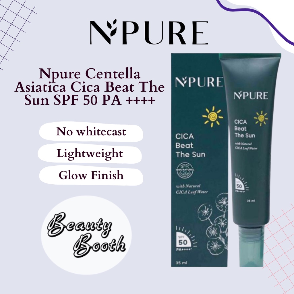 N'PURE Centella Asiatica Cica Beat The Sun SPF 50 PA ++++ | NPURE Cica Series | N Pure Sunblock Wajah