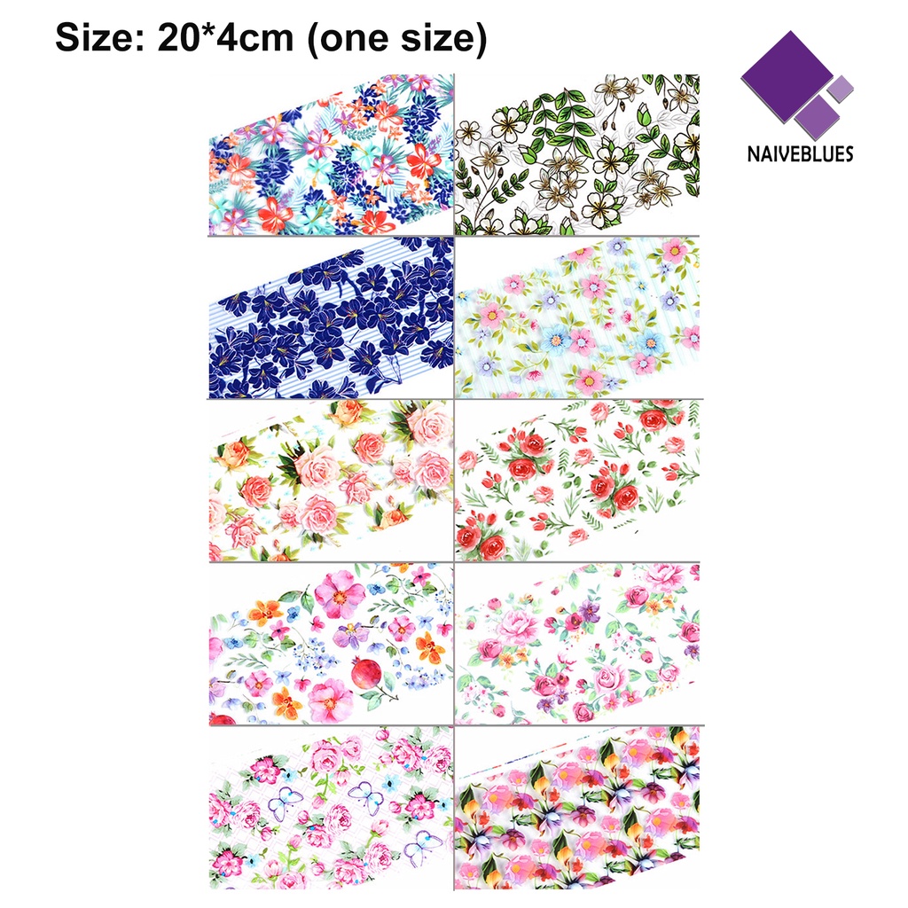 Naiveblue &gt; 10Pcs / Set Stiker Decal Transfer Motif Bunga / Hewan / Geometri / Geometri / Geometri / Geometri / Geometri / Hewan Untuk Dekorasi Nail Art