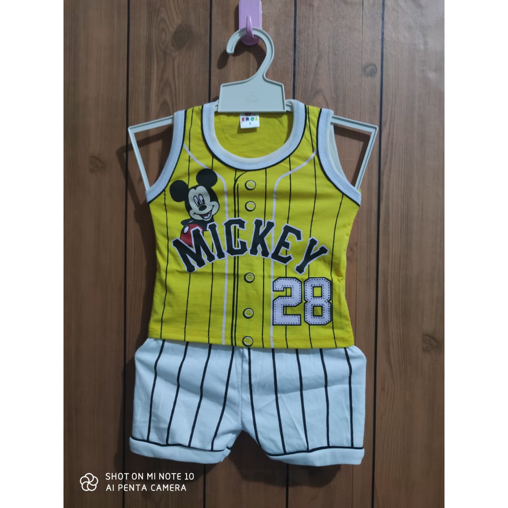Setelan anak laki-laki motif KENSI MICKEY BASEBALL ERS904 usia 0-18 bulan