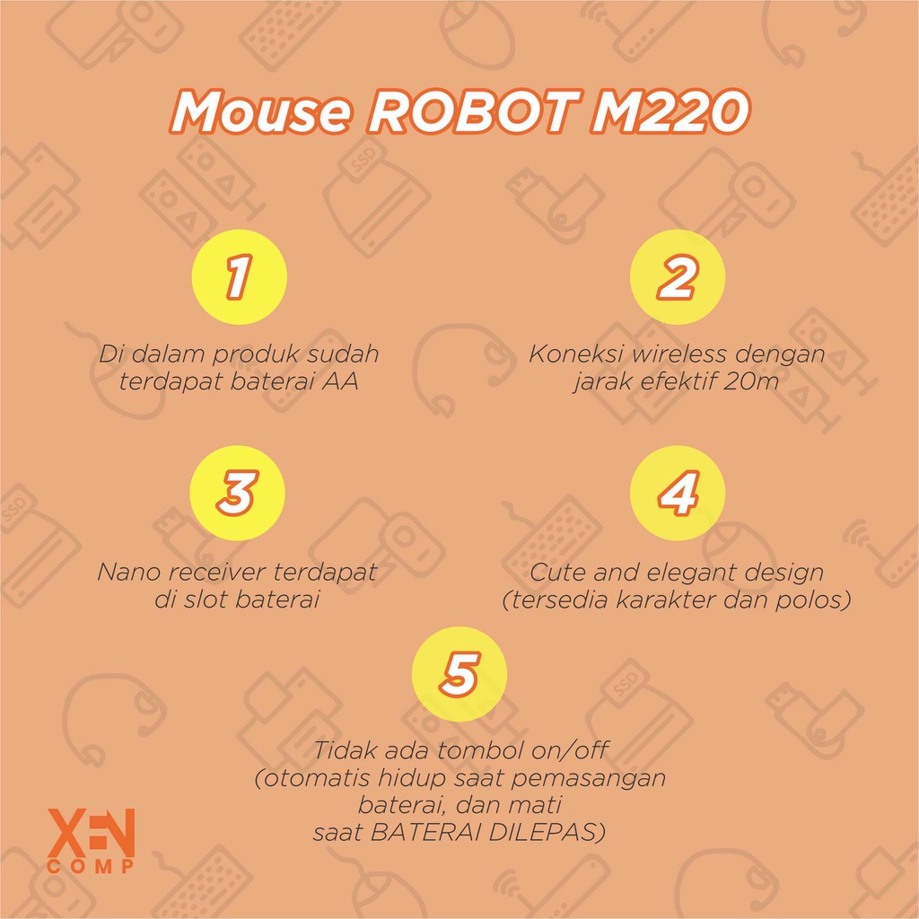 MOUSE WIRELESS ROBOT M220 - PINK CHERRY