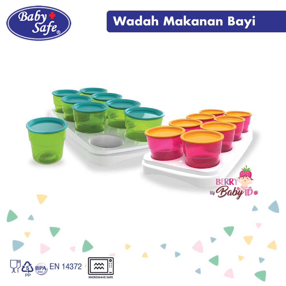 Baby Safe 8-in-1 Multi Food Containers Tempat Makanan dan Puree Bayi BBS035 Berry Mart