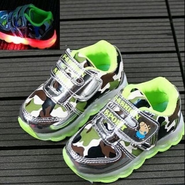 Sepatu LED peppa Army Hijau