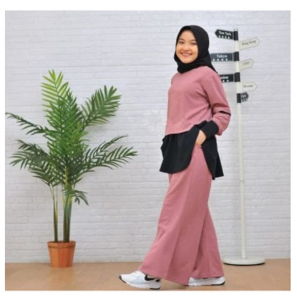 set muslim anak sumber fashion - baju SETELAN atasan SWEATER wanita ENJOY YOUR LIFE - konveksi murah