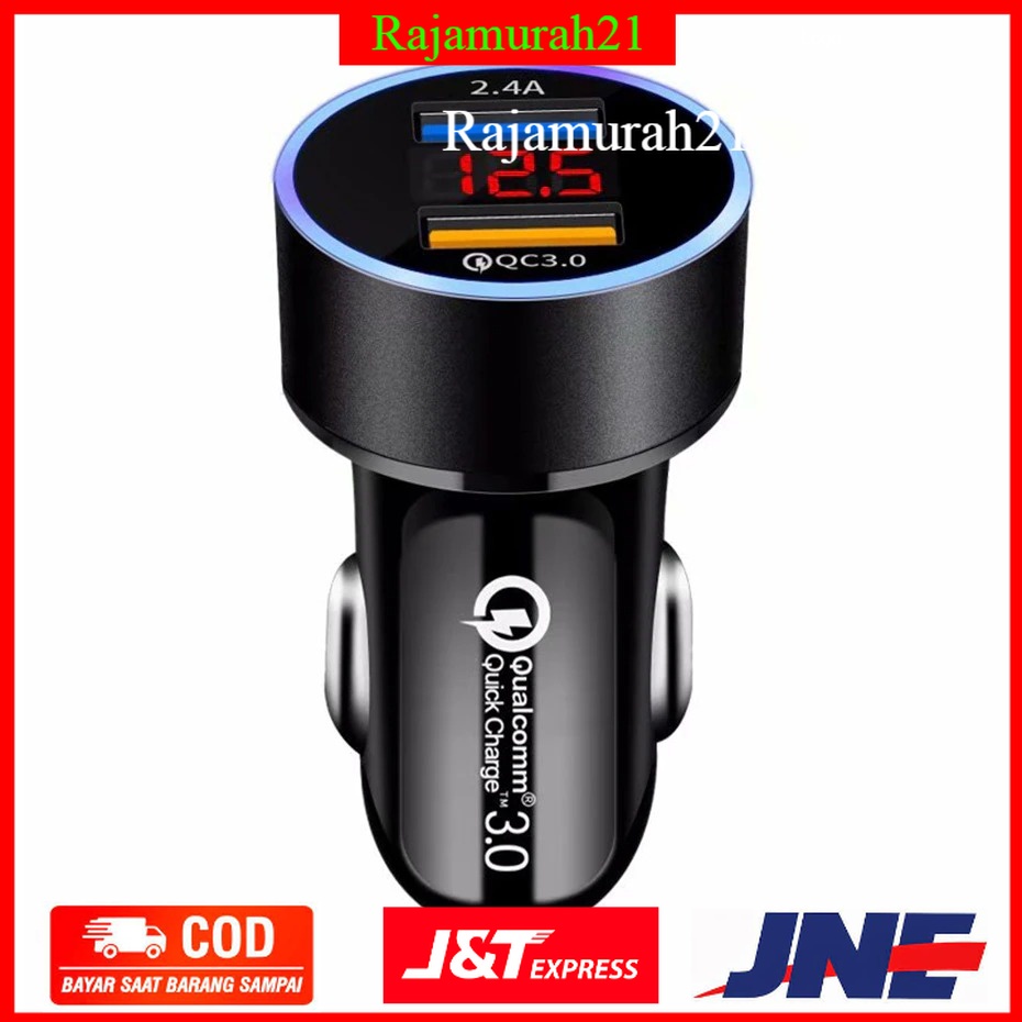 Leeioo Car Charger Dual USB Port QC3.0 2.4A LCD Display - LE001 - Black