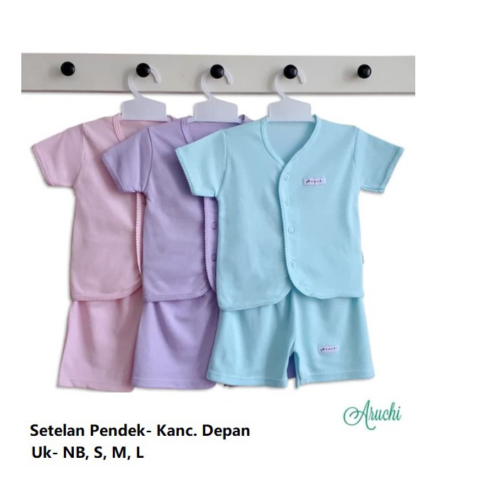 1 SETEL ARUCHI Setelan Baju Pendek Anak Warna Polos