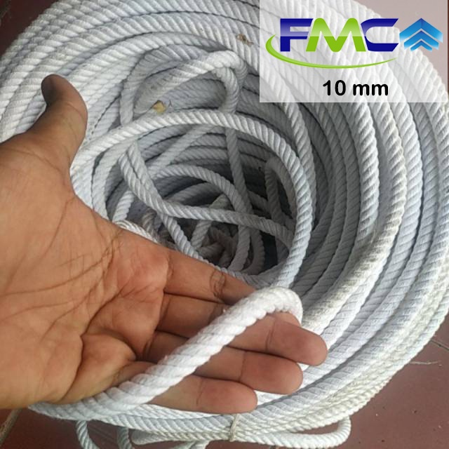 Tali Tambang Katun 10mm 12mm Kuralon Guralon Rope Bahan Kain Warna Putih Asli Import Tampar Pengikat Barang Dekorasi Kerajinan Gantungan Tarik Tambang Outbond Pengaman Safety