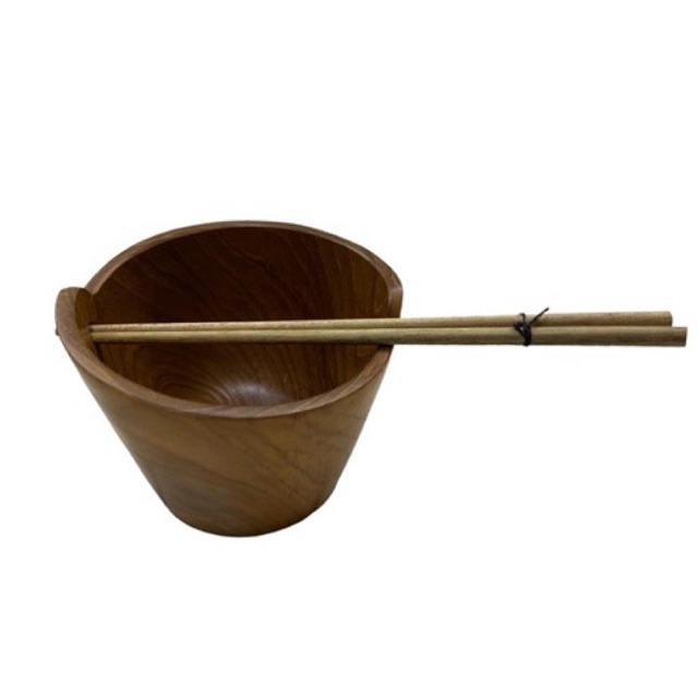 Wooden Noodle Bowl with Chopsticks / Mangkok Mi Kayu dengan sumpit