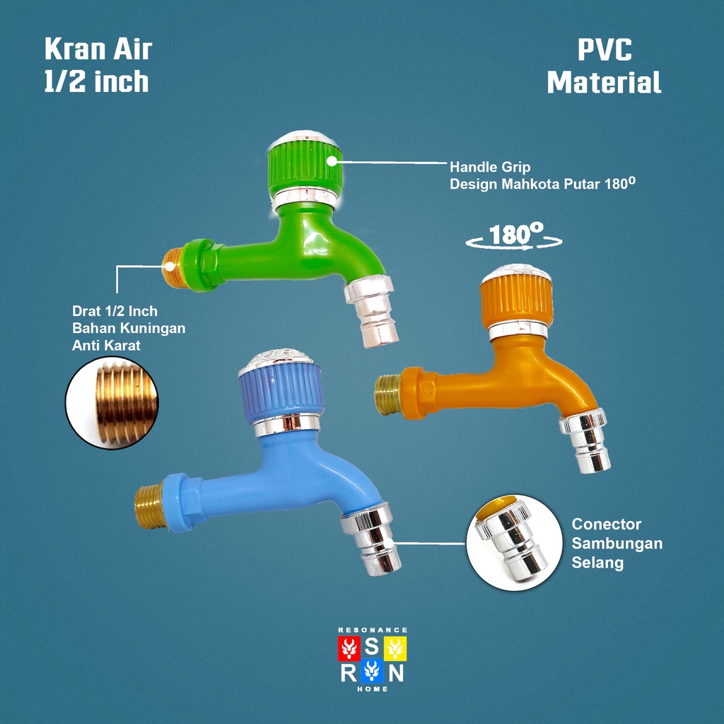 Kran Taman Mahkota Drat Kuningan 1/2 Inch / Keran Tembok Taman Resonance Home