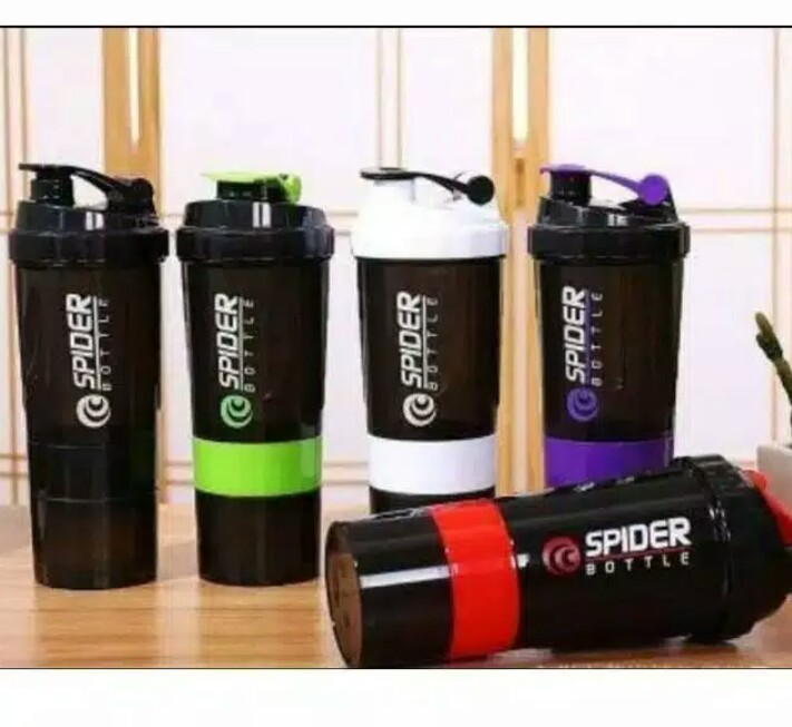Botol Minum Shaker Spider - Botol Gym Fitness - Botol Pengocok Minuman 500ml