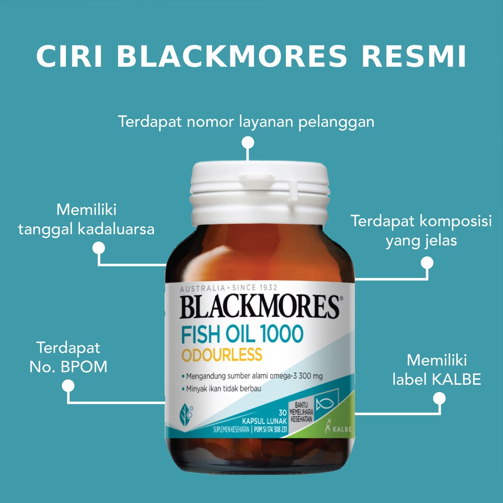 Blackmores Odourless Fish Oil 1000mg 30 Kapsul BPOM Kalbe