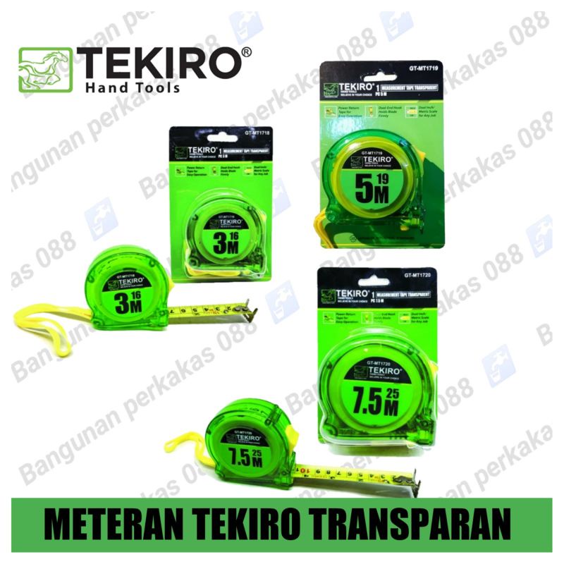 TEKIRO - METERAN TRANSPARAN UKURAN 3 &amp;5 &amp;7.5&amp;10 METER / MSEASUREMENT TAPE  METERAN TEKIRO