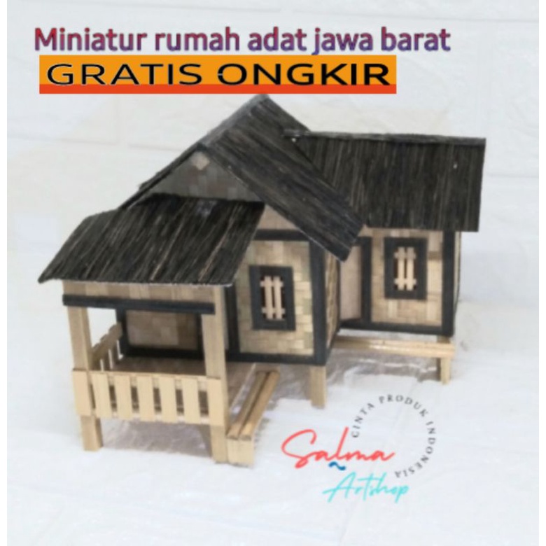 miniatur Rumah adat/miniatur rumah tradisional bambu/ koleksi pajangan miniatur rumah adat jawa bara