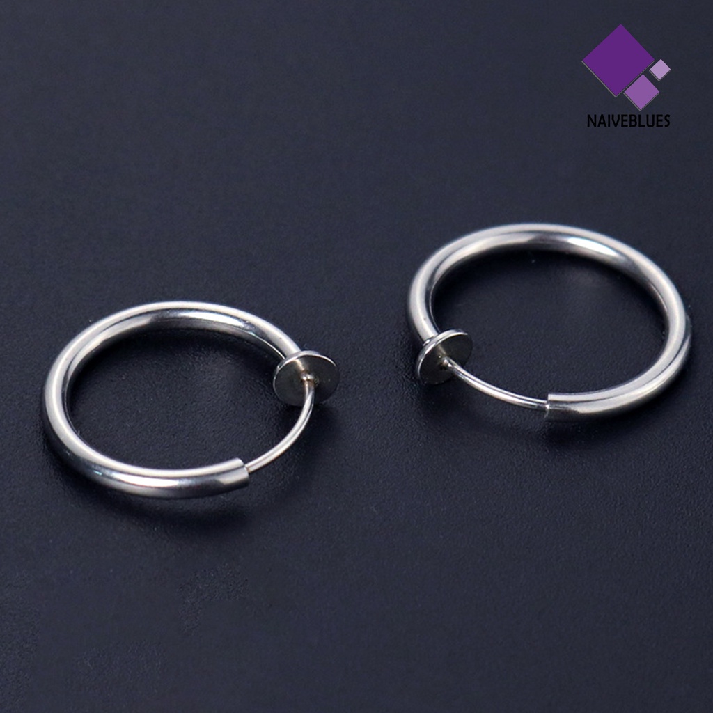 1 Pc Anting Bulat Tanpa Tindik Untuk Unisex