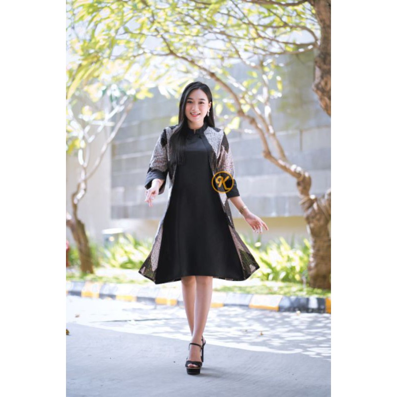 Dress Batik Couple Set Pakaian Couple Zigzag Karyaku Kemeja Batik Pria Premium High Quality Tunik Batik Couple-DRESS