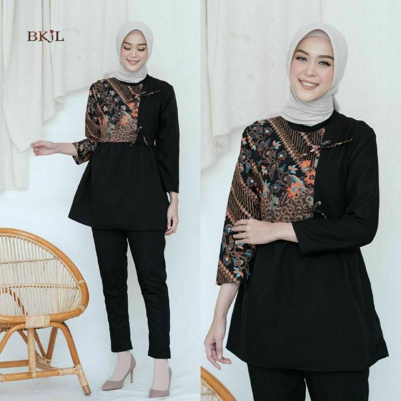 ATASAN BATIK WANITA / BLOUSE BATIK WANITA KOMBINASI MOSCRAP