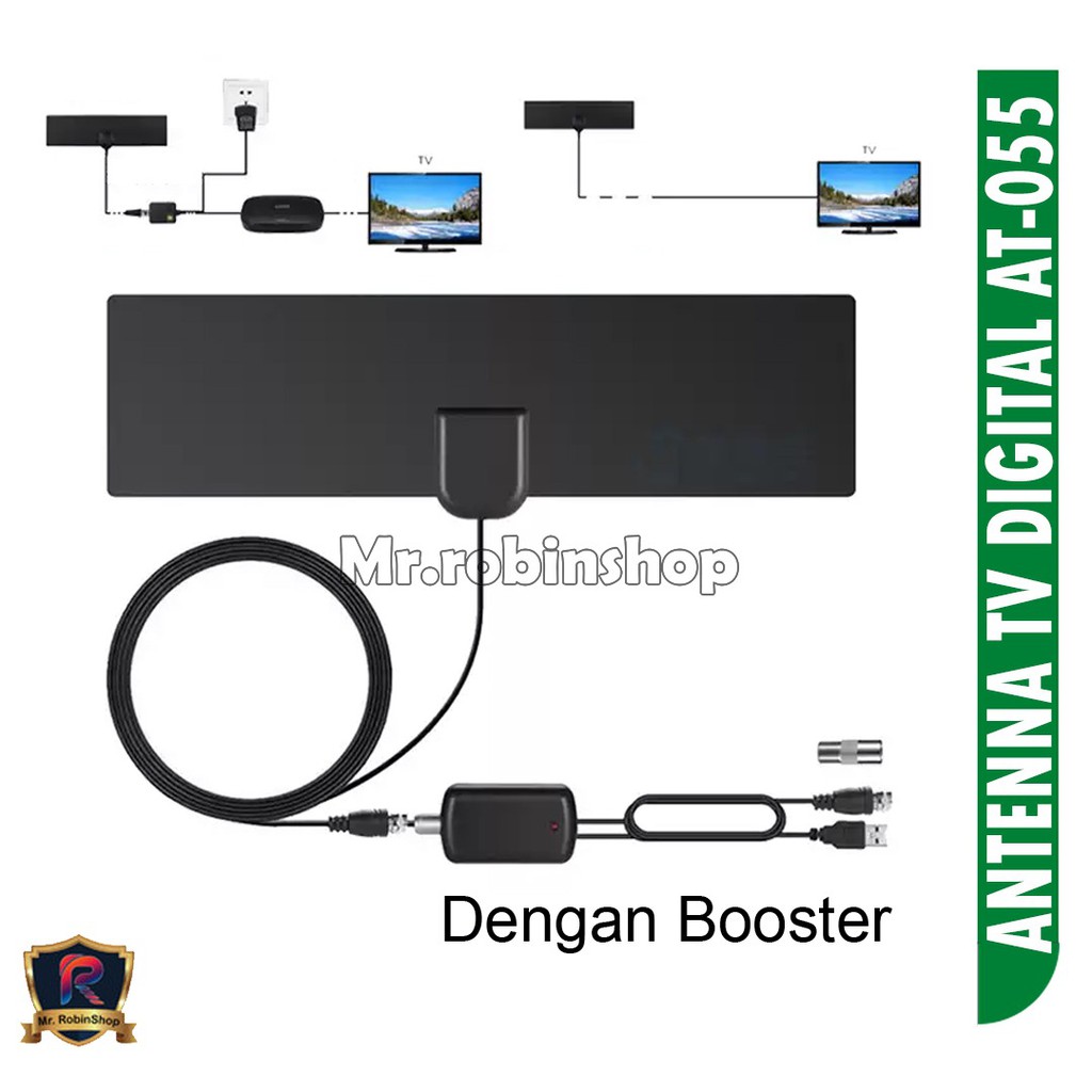 ANTENA TV DIGITAL INDOOR DVB T2 HIGH GAIN AT-055 EKSTRA BOOSTER