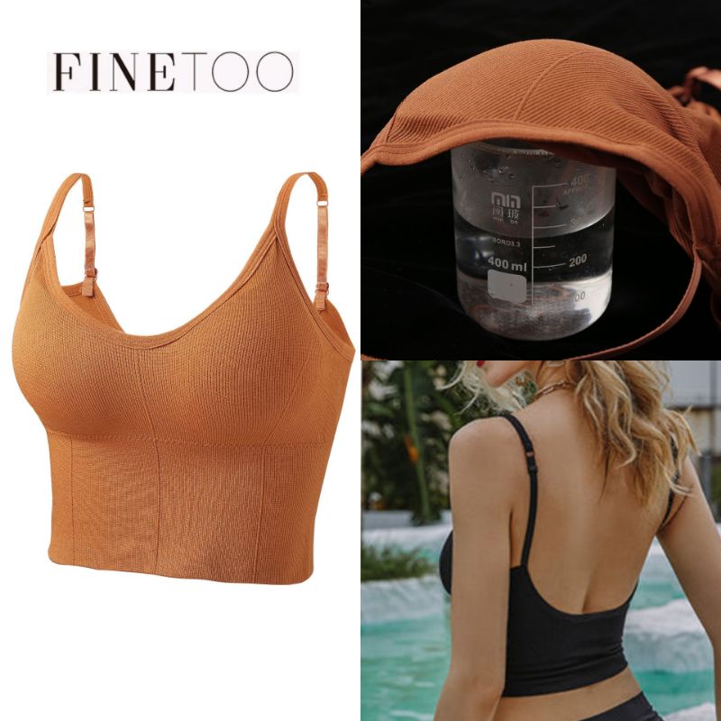 FINETOO FT06 Sport Bra Busa Tanpa Kawat Atasan Tanktop Crop Top Push Up Camisol Gym Fitness Jogging